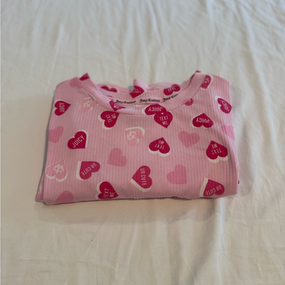 Juicy Couture Pink Heart Print Ribbed Pajama Nightgown